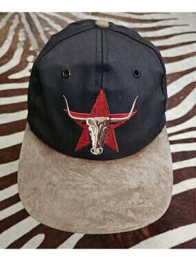 VINTAGE 90s | Marlboro Cigarettes Texas Longhorn SnapBack Hat Seude Brim
